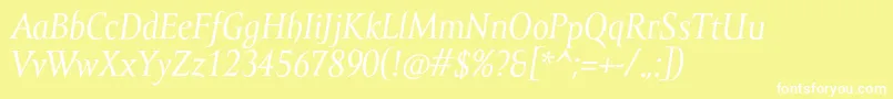 AmorSerifProItalic Font – White Fonts on Yellow Background