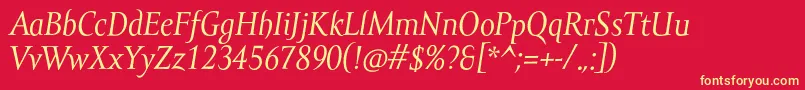 AmorSerifProItalic Font – Yellow Fonts on Red Background
