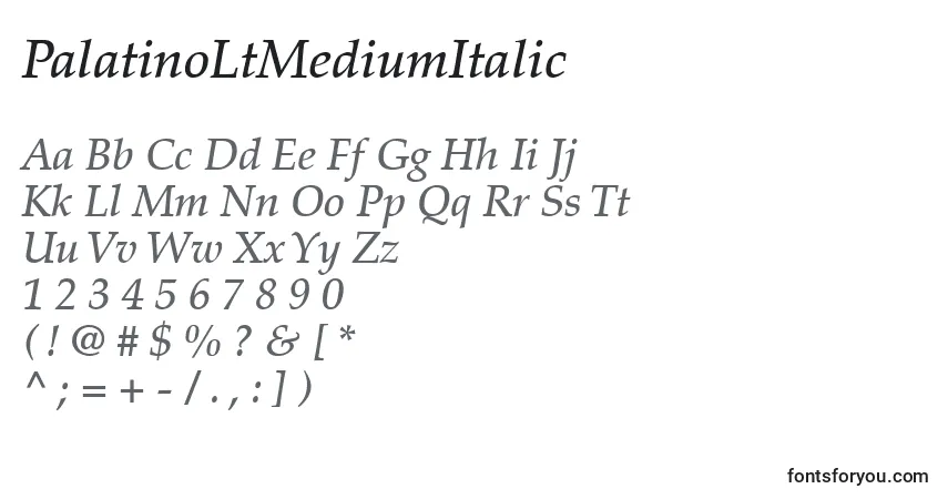 Fuente PalatinoLtMediumItalic - alfabeto, números, caracteres especiales