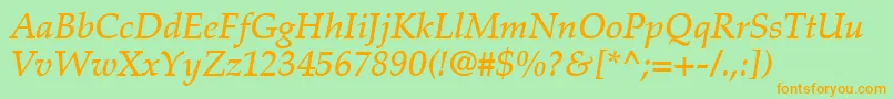 PalatinoLtMediumItalic Font – Orange Fonts on Green Background