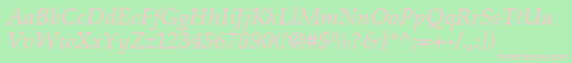 Fonte PalatinoLtMediumItalic – fontes rosa em um fundo verde
