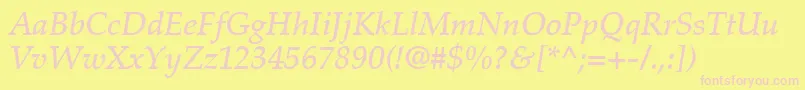 PalatinoLtMediumItalic Font – Pink Fonts on Yellow Background