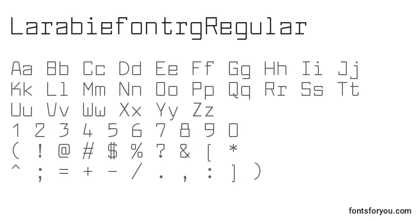 A fonte LarabiefontrgRegular – alfabeto, números, caracteres especiais
