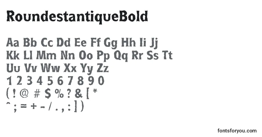 A fonte RoundestantiqueBold – alfabeto, números, caracteres especiais