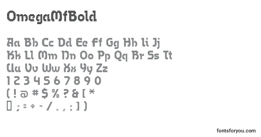 Czcionka OmegaMfBold – alfabet, cyfry, specjalne znaki