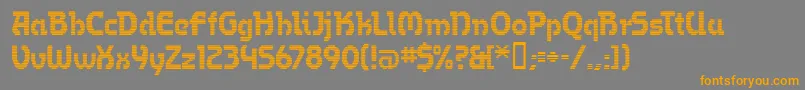 OmegaMfBoldフォントについての詳細 フォントOmegaMfBold – オレンジの文字は灰色の背景にあります。