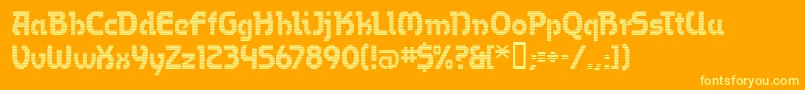 Więcej informacji o czcionce OmegaMfBold Czcionka OmegaMfBold – żółte czcionki na pomarańczowym tle
