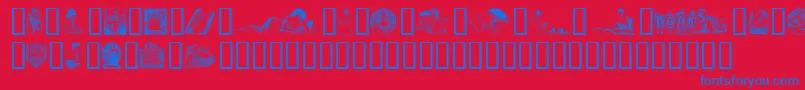 OldfashionedIllus. Font – Blue Fonts on Red Background