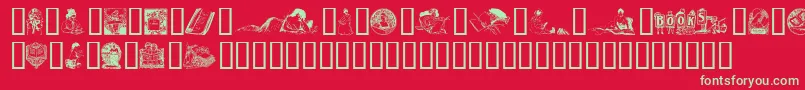 OldfashionedIllus. Font – Green Fonts on Red Background