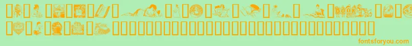 OldfashionedIllus. Font – Orange Fonts on Green Background
