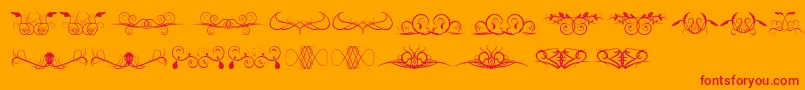 Ornamentssoul-Schriftart – Rote Schriften auf orangefarbenem Hintergrund