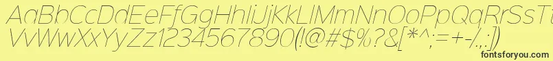 Шрифт Sinkinsans100thinitalic – чёрные шрифты на жёлтом фоне