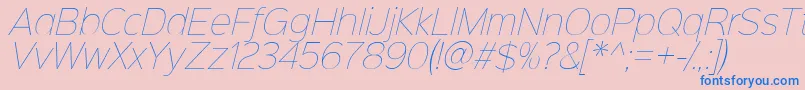Czcionka Sinkinsans100thinitalic – niebieskie czcionki na różowym tle