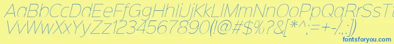 Więcej informacji o czcionce Sinkinsans100thinitalic Czcionka Sinkinsans100thinitalic – niebieskie czcionki na żółtym tle