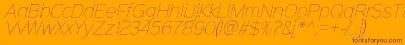 フォントSinkinsans100thinitalic – オレンジの背景に茶色のフォント