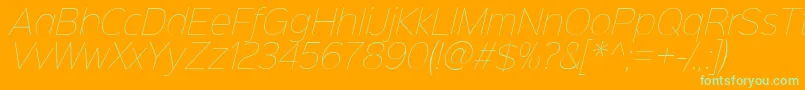 Sinkinsans100thinitalic-Schriftart – Grüne Schriften auf orangefarbenem Hintergrund