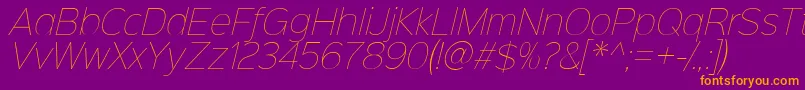 Sinkinsans100thinitalic Font – Orange Fonts on Purple Background