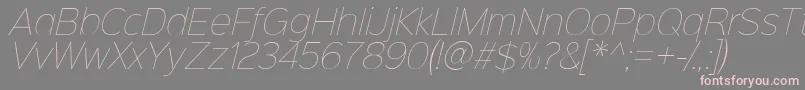 フォントSinkinsans100thinitalic – 灰色の背景にピンクのフォント