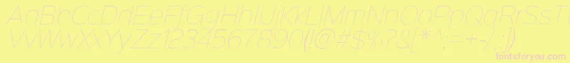 Sinkinsans100thinitalic-Schriftart – Rosa Schriften auf gelbem Hintergrund