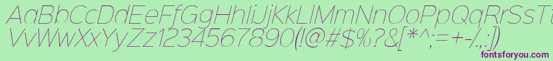 Sinkinsans100thinitalic Font – Purple Fonts on Green Background
