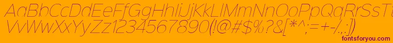 Sinkinsans100thinitalic Font – Purple Fonts on Orange Background