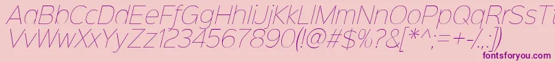 Czcionka Sinkinsans100thinitalic – fioletowe czcionki na różowym tle