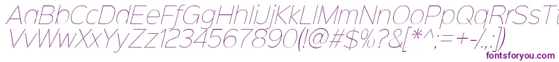 フォントSinkinsans100thinitalic – 白い背景に紫のフォント