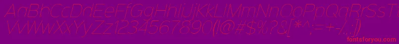 Sinkinsans100thinitalic-Schriftart – Rote Schriften auf violettem Hintergrund