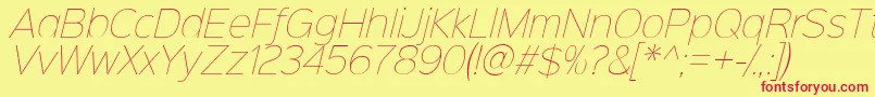 Sinkinsans100thinitalic Font – Red Fonts on Yellow Background