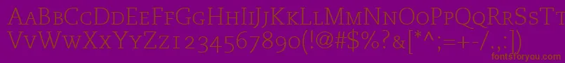 MonologueLightCapsSsiLightSmallCaps Font – Brown Fonts on Purple Background