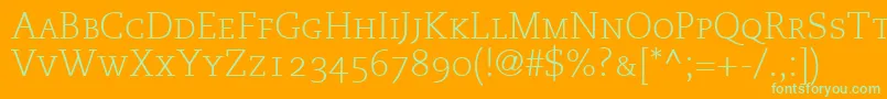 MonologueLightCapsSsiLightSmallCaps Font – Green Fonts on Orange Background