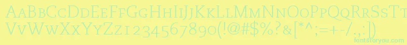 MonologueLightCapsSsiLightSmallCaps Font – Green Fonts on Yellow Background