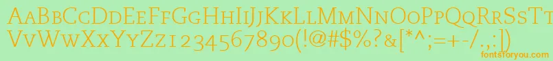 MonologueLightCapsSsiLightSmallCaps Font – Orange Fonts on Green Background