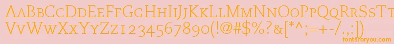 MonologueLightCapsSsiLightSmallCaps Font – Orange Fonts on Pink Background