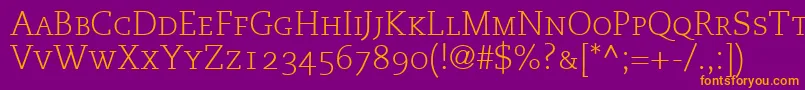 MonologueLightCapsSsiLightSmallCaps Font – Orange Fonts on Purple Background