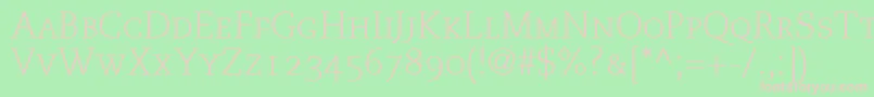 MonologueLightCapsSsiLightSmallCaps Font – Pink Fonts on Green Background