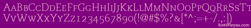 MonologueLightCapsSsiLightSmallCaps Font – Pink Fonts on Purple Background