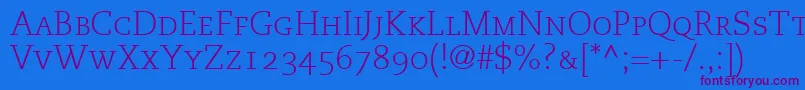 MonologueLightCapsSsiLightSmallCaps Font – Purple Fonts on Blue Background