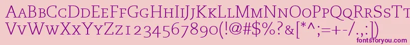 MonologueLightCapsSsiLightSmallCaps Font – Purple Fonts on Pink Background