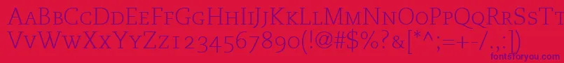 MonologueLightCapsSsiLightSmallCaps Font – Purple Fonts on Red Background