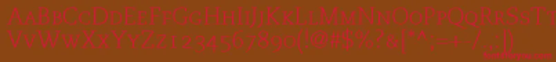 MonologueLightCapsSsiLightSmallCaps Font – Red Fonts on Brown Background