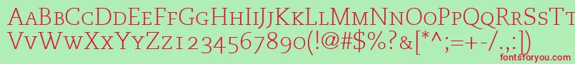 MonologueLightCapsSsiLightSmallCaps Font – Red Fonts on Green Background
