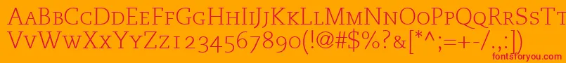 MonologueLightCapsSsiLightSmallCaps Font – Red Fonts on Orange Background