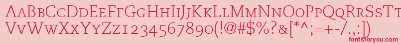 フォントMonologueLightCapsSsiLightSmallCaps – ピンクの背景に赤い文字