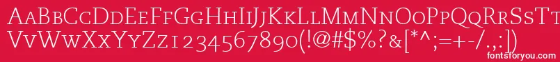 MonologueLightCapsSsiLightSmallCaps Font – White Fonts on Red Background
