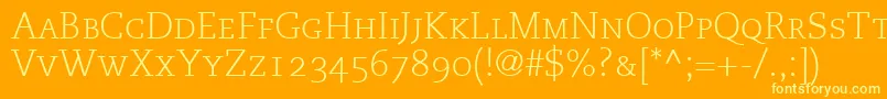 MonologueLightCapsSsiLightSmallCaps Font – Yellow Fonts on Orange Background