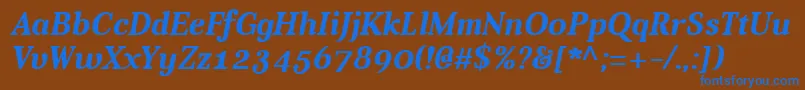 AverBoldItalic Font – Blue Fonts on Brown Background