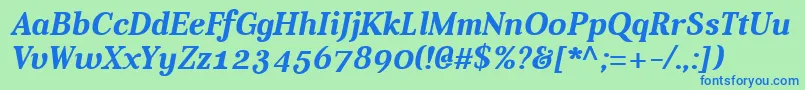 AverBoldItalic Font – Blue Fonts on Green Background