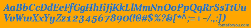 AverBoldItalic Font – Blue Fonts on Orange Background