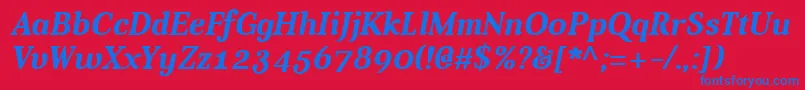 Czcionka AverBoldItalic – niebieskie czcionki na czerwonym tle